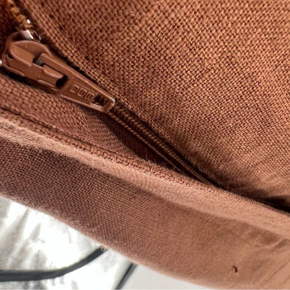 Vintage Linen Brown Gold Hardware Emblem Suit Blazer and Slacks - Picture 9 of 16